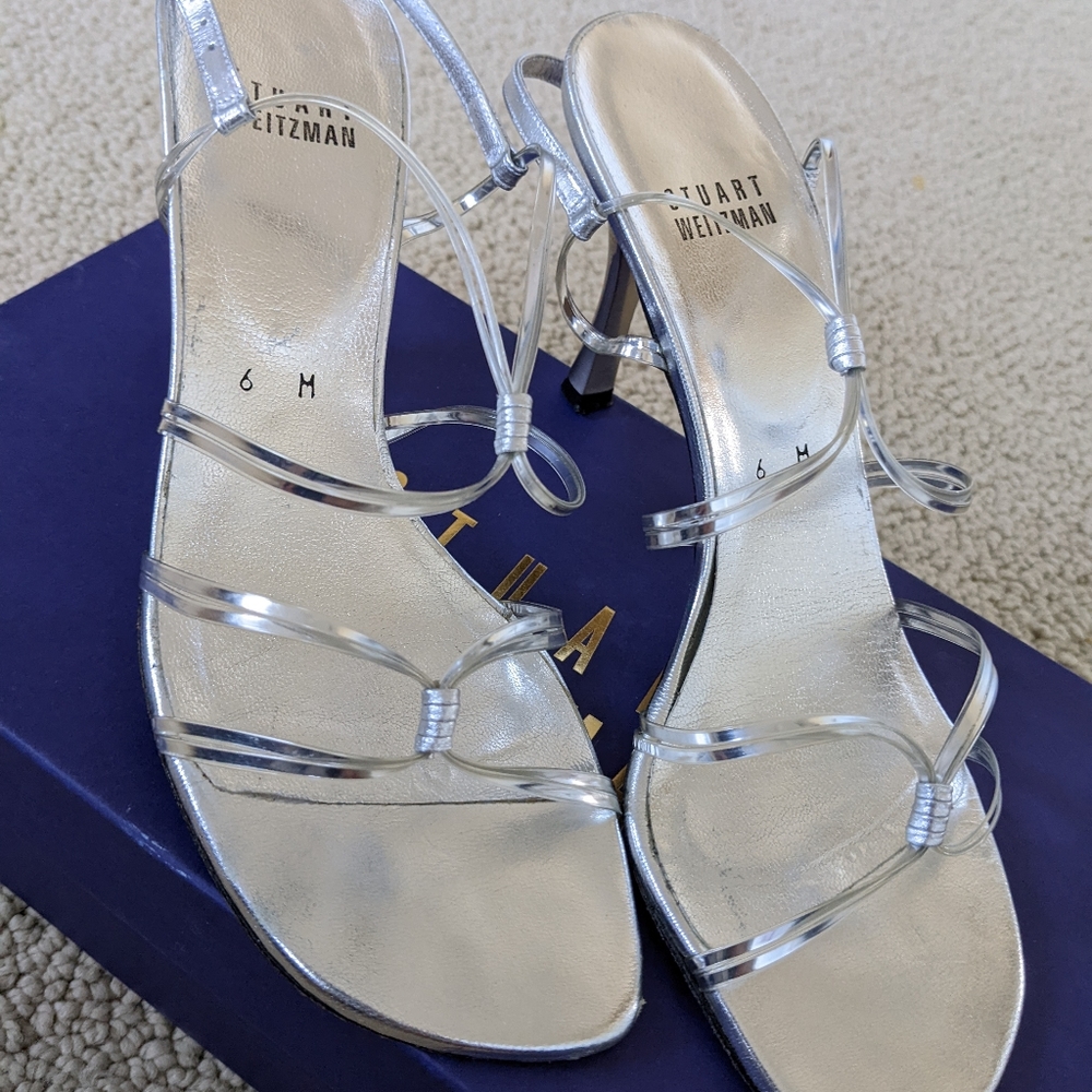 Stuart Weitzman Silver/clear heels sz 6